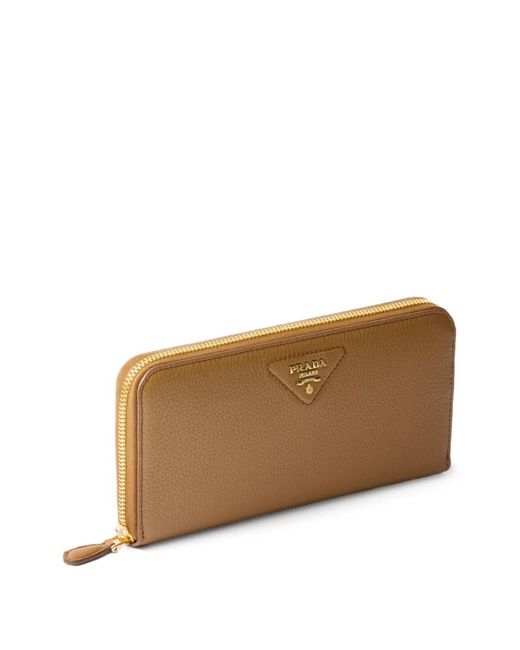 Prada Brown Large Leather Zip-Around Wallet