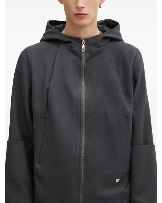Adererror Gray Hooded Zip Jacket for men