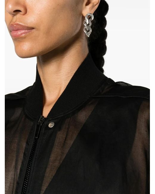 Rick Owens Black Flight Semi-Sheer Bomber Jacket