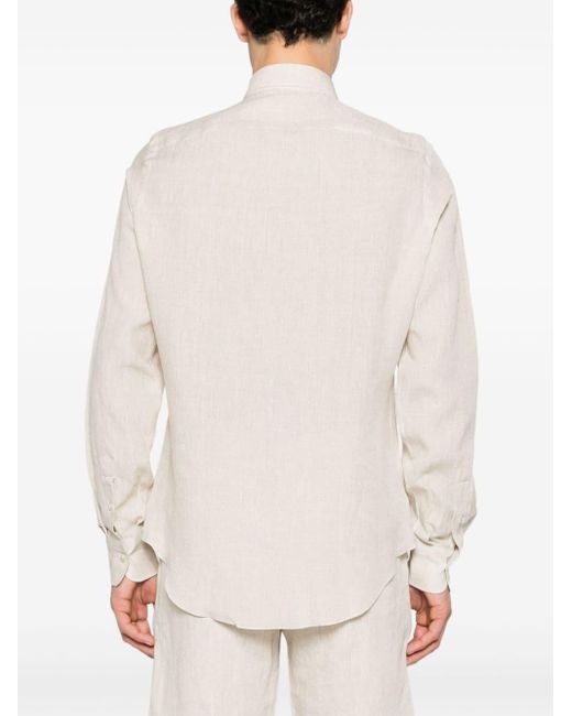 Eleventy White Classic-collar Linen Shirt for men