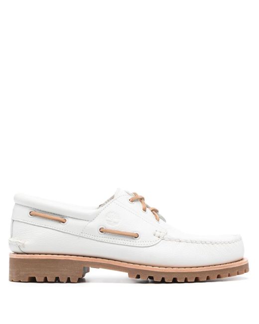 Timberland White Leather Boat Shoes for men