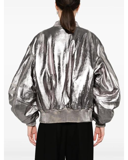 Chaqueta bomber Anja metalizada The Attico de color Gray