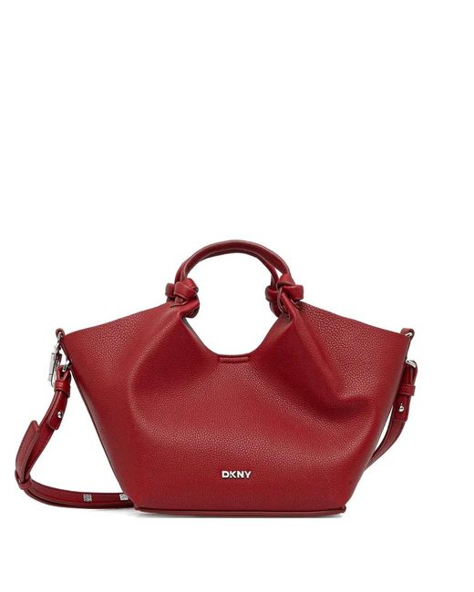 DKNY Red Knotted Handle Tote Bag