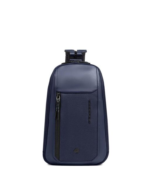 Piquadro Blue Convertible Leather-Trim Backpack for men