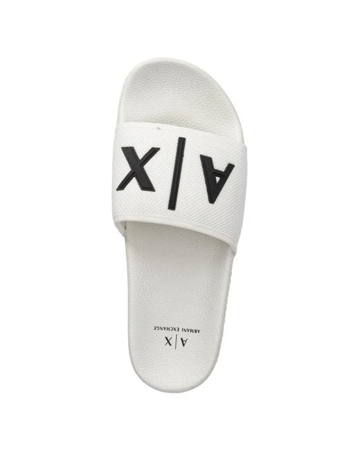 ARMANI EXCHANGE White Mesh-Texture Slides for men