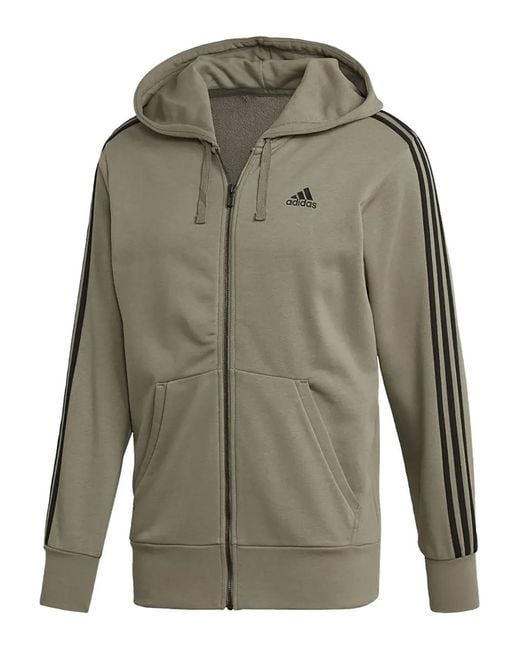Adidas Green Logo-Detail Zip Hoodie for men