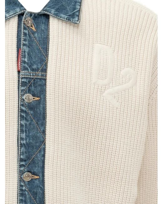 DSquared² White Cardigan Collar Denim for men