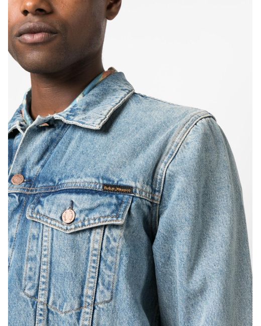 Nudie Jeans Robby Washed-denim Jacket in Blue for Men | Lyst