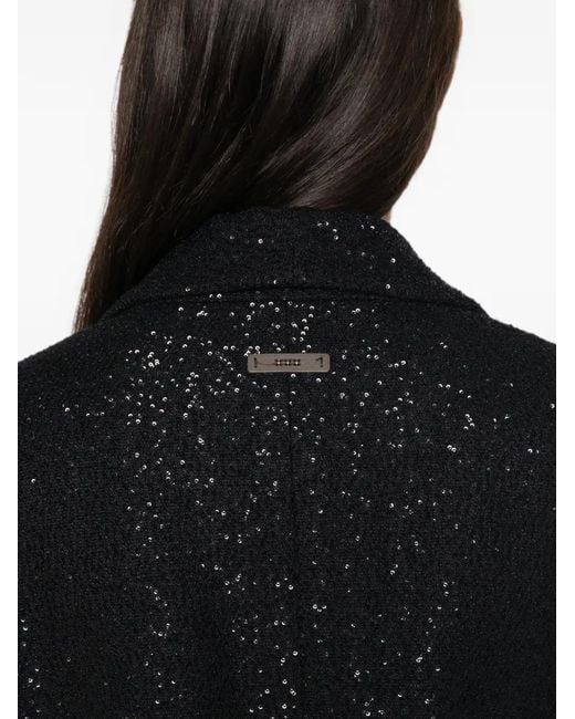 Peserico Black Sequin-Embellished Shawl-Lapel Blazer