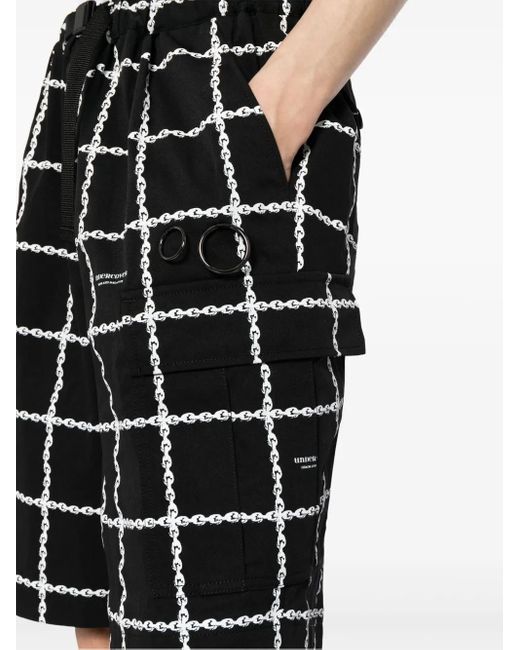 Undercover Black Logo-Print Belted Shorts for men