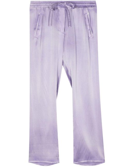 Avant Toi Purple Cropped Silk Trousers