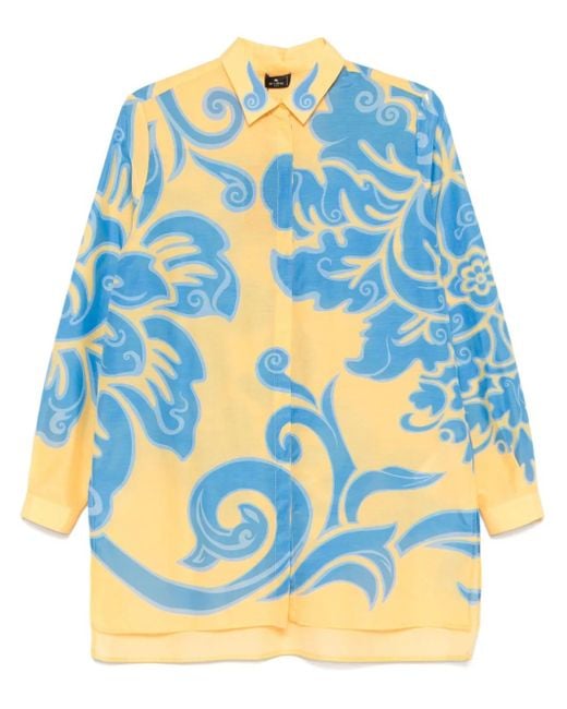 Chemise Imprimée À Détail Noué Etro en coloris Blue