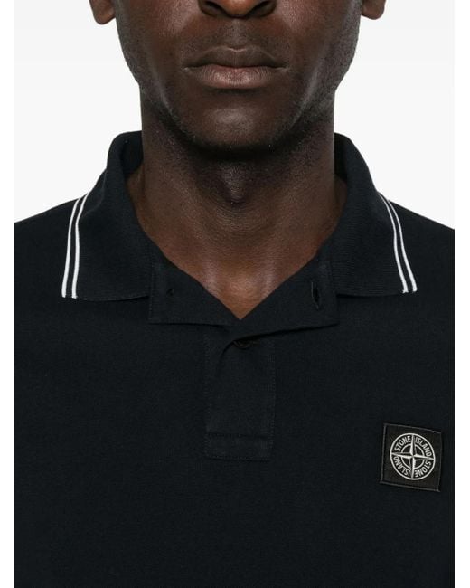 Stone Island Langärmeliges Poloshirt in Blue für Herren