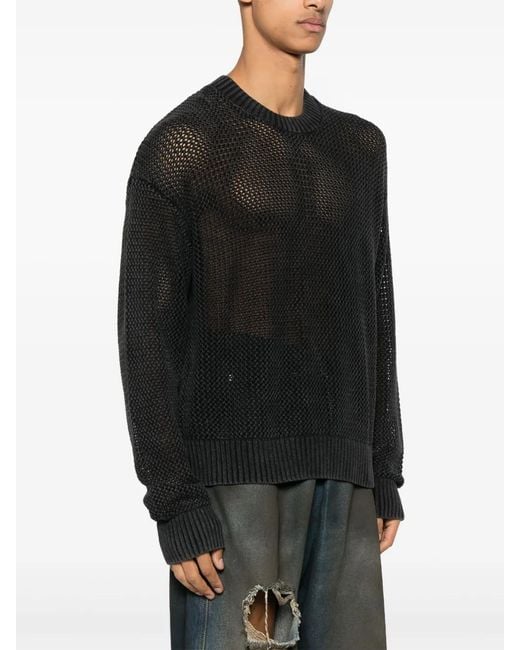 Represent Black Open-Gauge Sweater for men