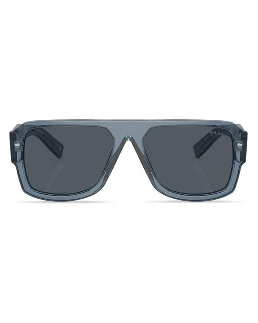 Prada Blue Square-Frame Transparent Sunglasses for men