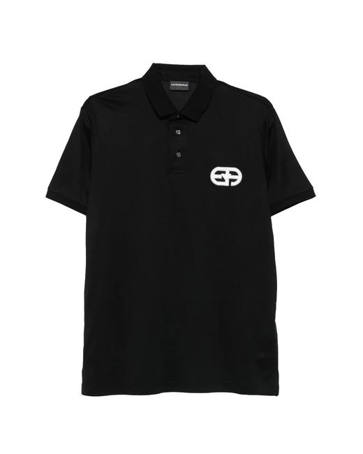 Emporio Armani Black Eagle-Logo Polo Shirt for men