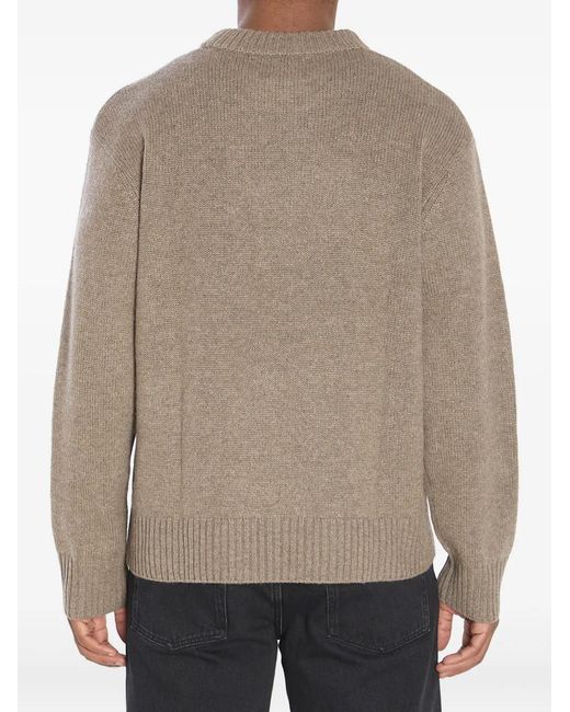Lisa Yang Natural Crew-Neck Ribbed Cashmere Sweater for men