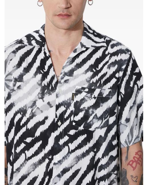 Aries White Zebra-Print Short-Sleeve Shirt for men