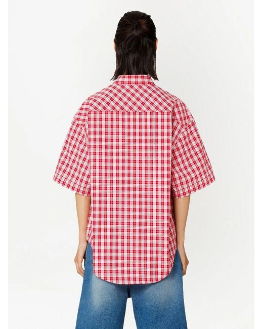 AMI Red Checked Short-Sleeve Shirt