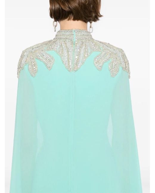 Saiid Kobeisy Green Embellished Crepe Dress