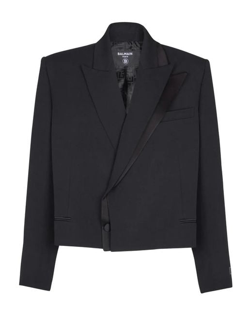 Balmain Black Grain De Poudre Wool Blazer for men
