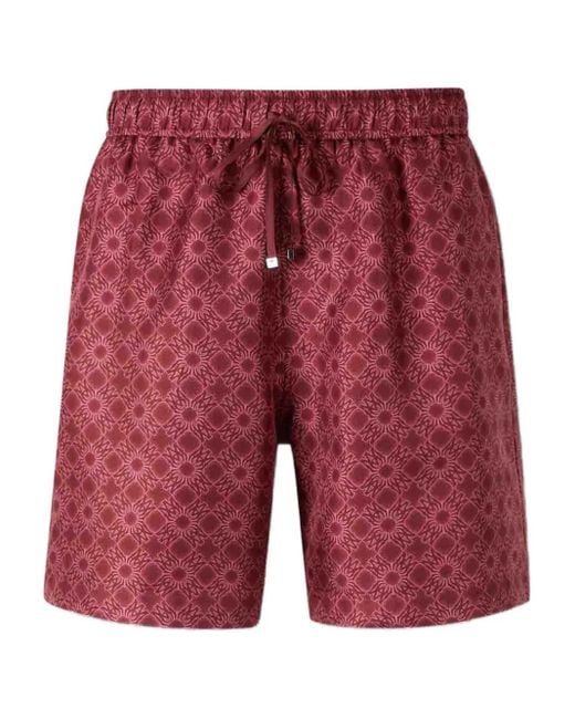 Amiri Red Floral-Pattern Drawstring Shorts for men