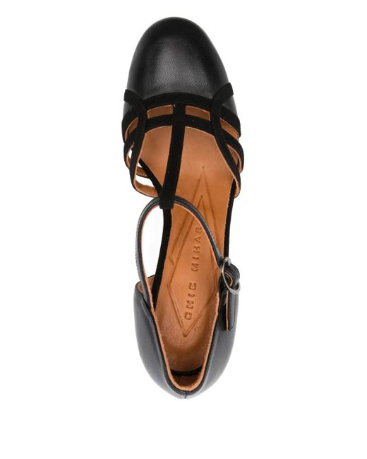 Chie Mihara Black 85Mm T-Bar Block-Heel Pumps