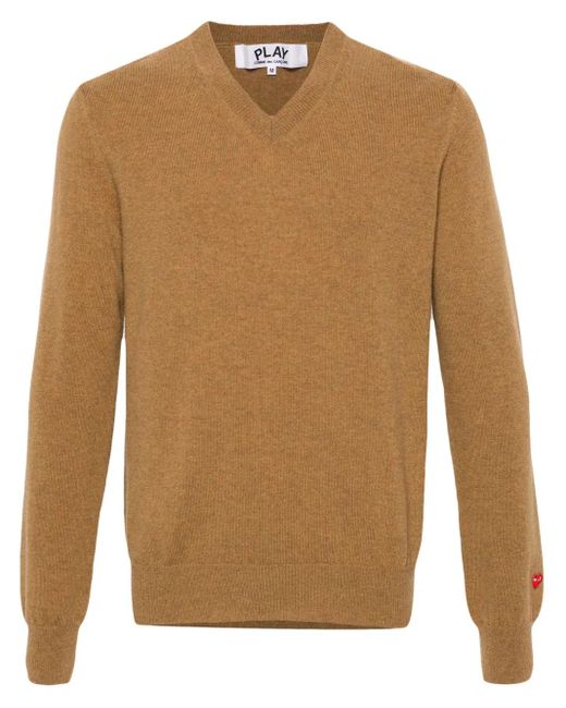 COMME DES GARÇONS PLAY Brown Heart-Patch Wool Jumper