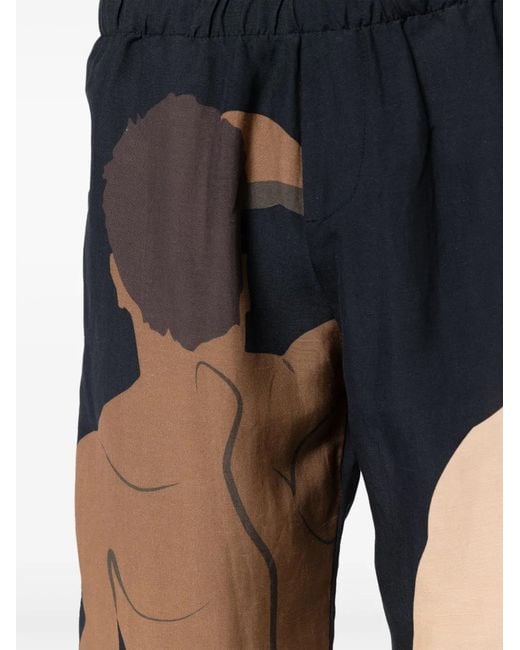 Amir Slama Black Graphic-Print Deck Shorts for men