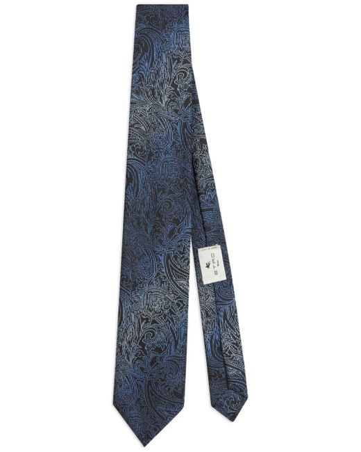 Etro Blue Jacquard Print Silk Tie for men