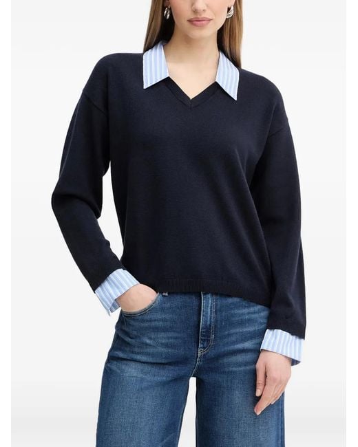 Morgan Blue V-Neck Long-Sleeve Sweater