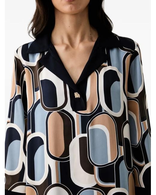 Joseph Ribkoff Blue Geometric-Print Shift Dress