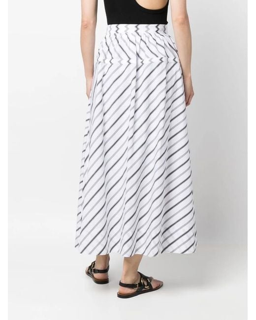 Tory Burch Variegated Gestreepte Popeline Rok in het White