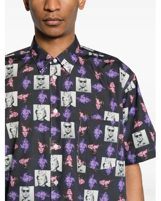 Comme des Garçons Blue Comme Des Garcons Shirt Short-Sleeved Shirt With Andy Warhol Print for men