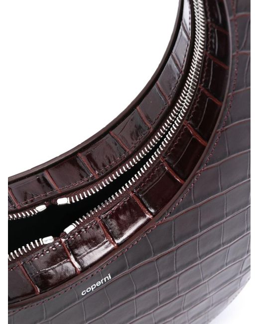 Coperni Black Croco Swipe Leather Shoulder Bag