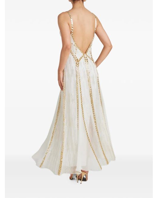 Temperley London White Viola Bead-Embellished Midi Dress