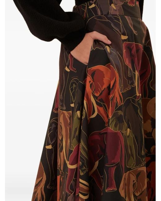 Farm Rio Midi-Rok Met Olifantprint in het Red