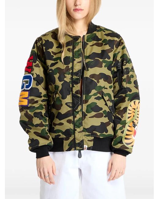 A Bathing Ape Green Zip-Up Bomber Jacket