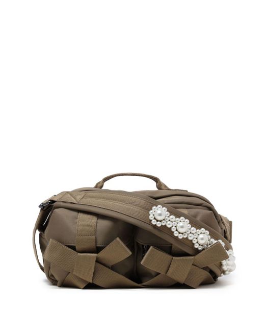 Simone Rocha Brown Pearl-embellished Crossbody Bag