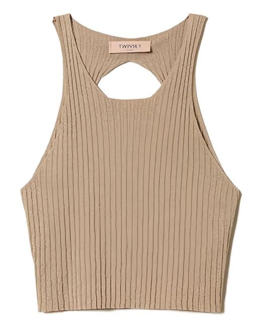 Twinset Natural Trägershirt mit U-Ausschnitt
