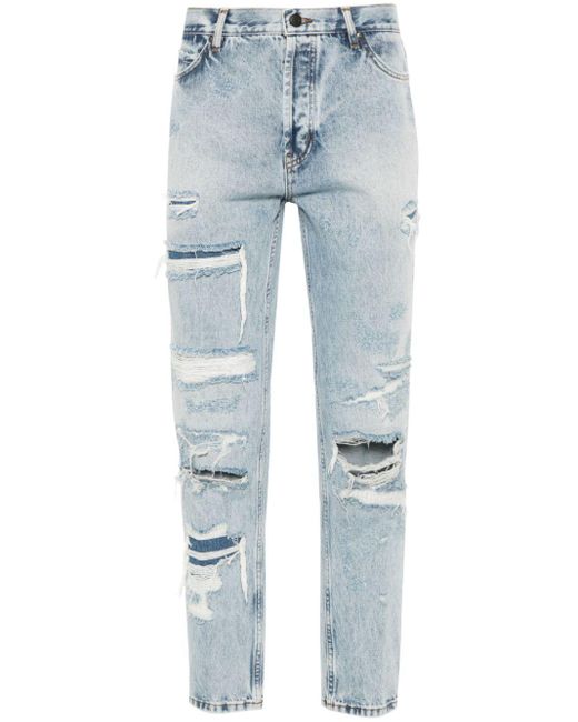 HUGO Blue Distressed-finish Jeans for men