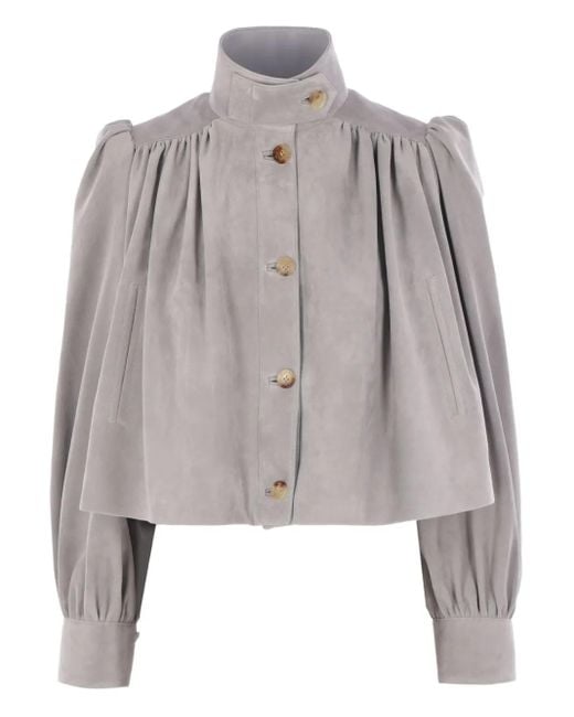 Chloé Gray Suede Cropped Jacket