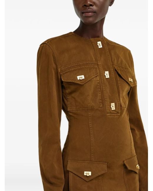 Ferragamo Natural Washed Gabardine Midi Dress