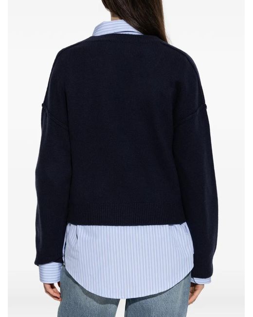Officine Generale Blue Misty V-Neck Sweater