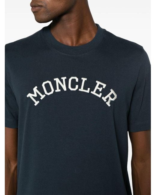 Moncler Black Logo-embroidered Cotton T-shirt for men