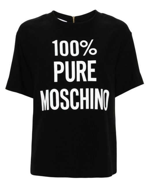 Moschino Black Slogan-print Crepe T-shirt
