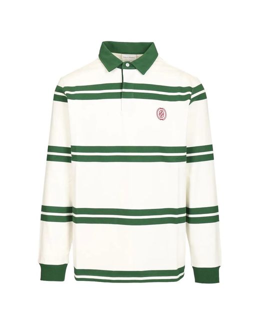 Drole de Monsieur Green Ornament Striped Polo Shirt for men