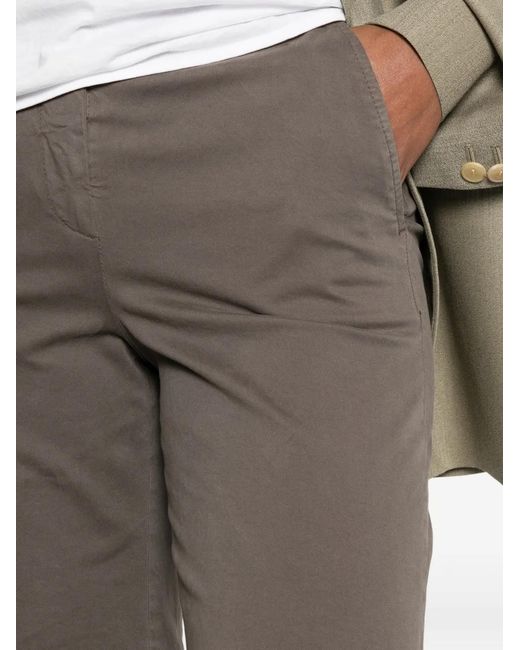 Peserico Gray Wide-Leg Cotton-Twill Trousers