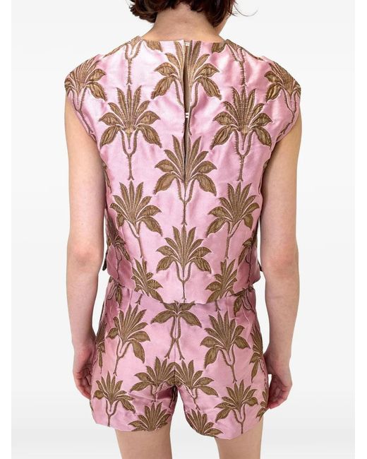 ODEEH Pink Sleeveless Floral Shirt