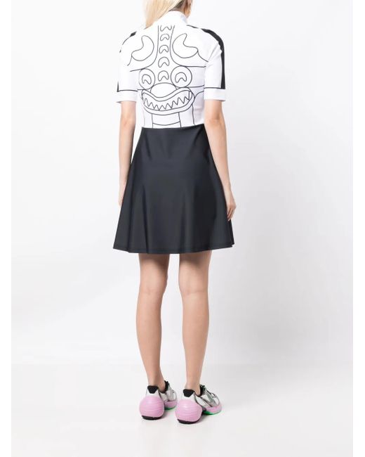 Charles Jeffrey Blue Face-Print Flared Minidress